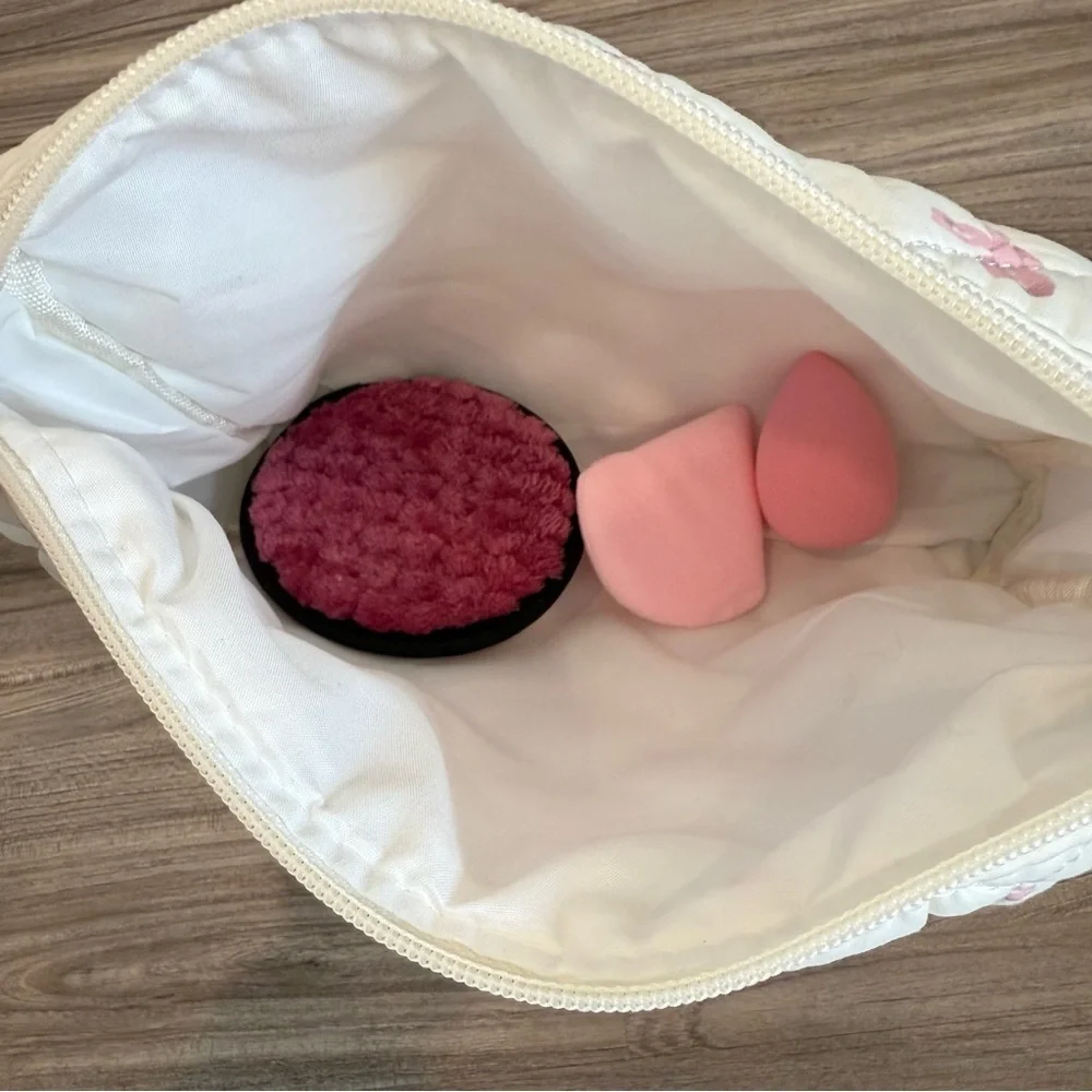 Brand New Makeup Pouch and Reusable Makeup Remover Round, Beauty Blender & Puff
